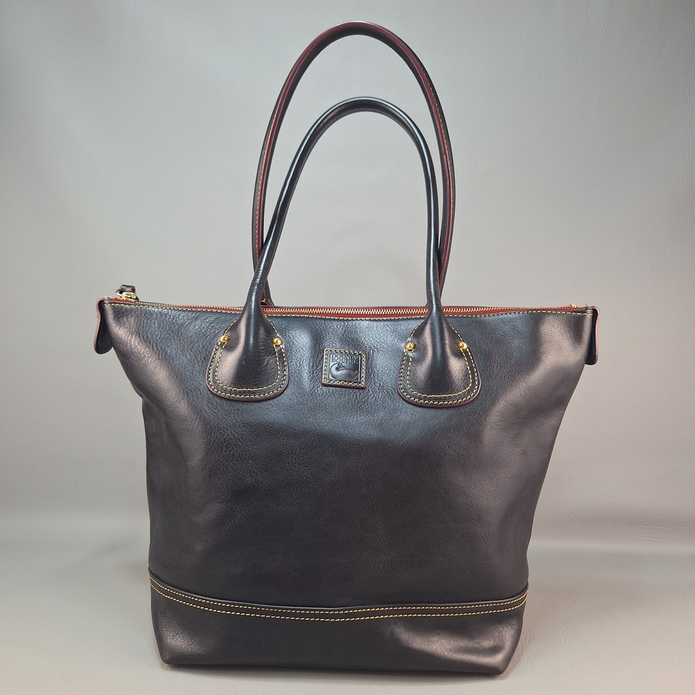 Dooney & Bourke FLORENTINE NAVY Tulip Shopper Leather Tote Hobo Bag